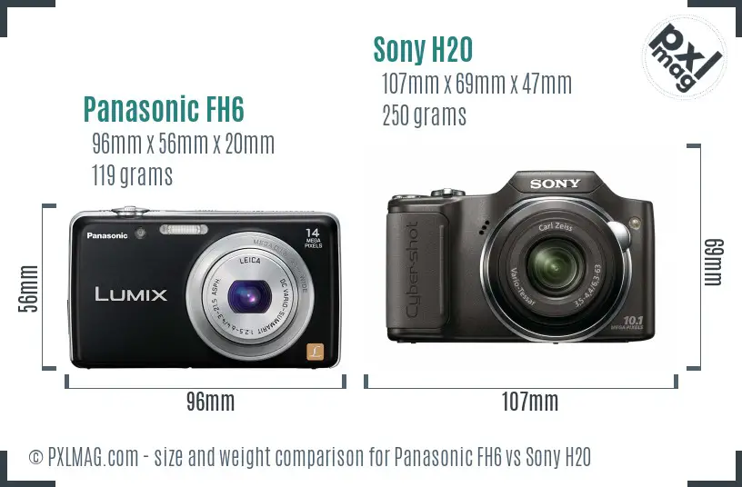 Panasonic FH6 vs Sony H20 size comparison