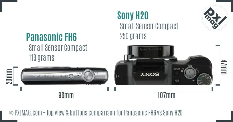 Panasonic FH6 vs Sony H20 top view buttons comparison