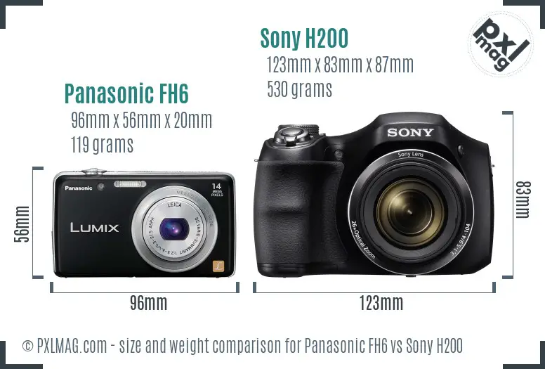 Panasonic FH6 vs Sony H200 size comparison