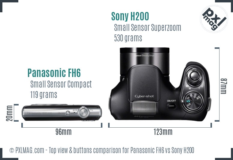 Panasonic FH6 vs Sony H200 top view buttons comparison