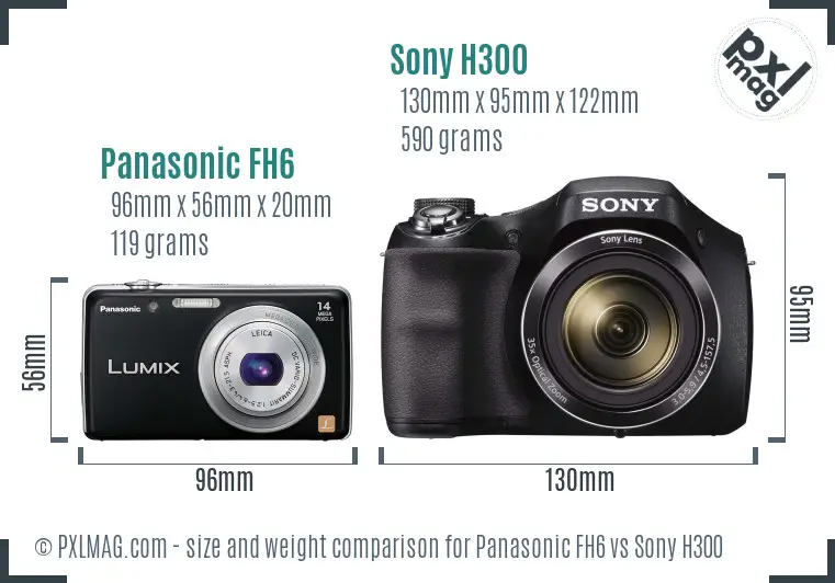 Panasonic FH6 vs Sony H300 size comparison