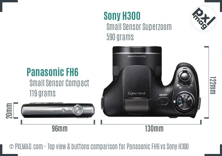 Panasonic FH6 vs Sony H300 top view buttons comparison