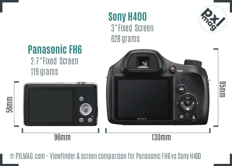 Panasonic FH6 vs Sony H400 Screen and Viewfinder comparison