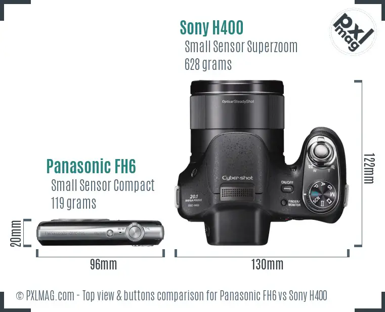 Panasonic FH6 vs Sony H400 top view buttons comparison