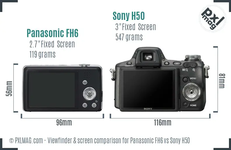 Panasonic FH6 vs Sony H50 Screen and Viewfinder comparison