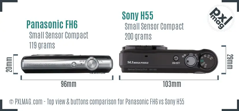 Panasonic FH6 vs Sony H55 top view buttons comparison