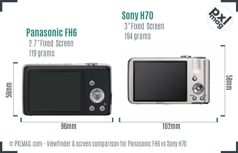 Panasonic FH6 vs Sony H70 Screen and Viewfinder comparison