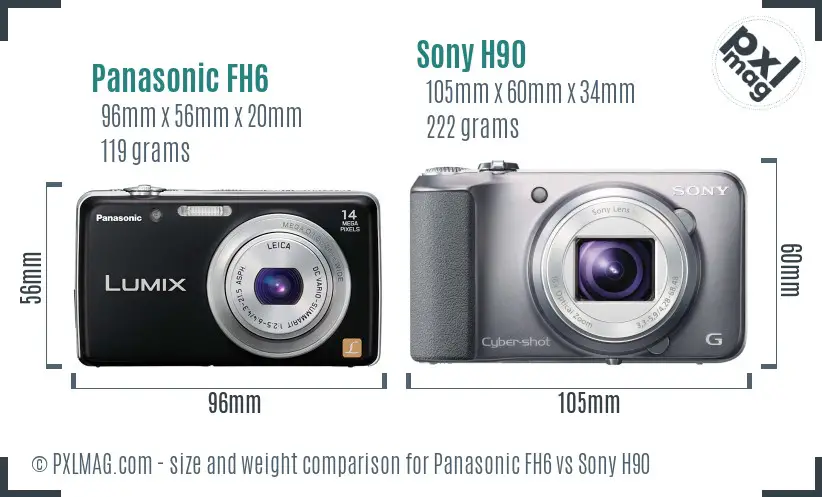Panasonic FH6 vs Sony H90 size comparison