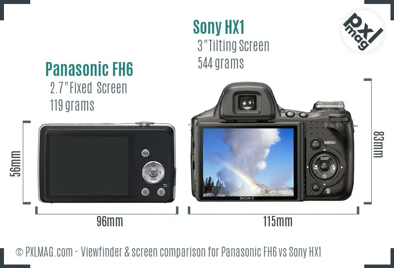 Panasonic FH6 vs Sony HX1 Screen and Viewfinder comparison