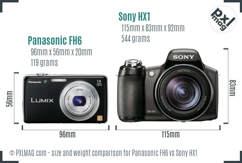 Panasonic FH6 vs Sony HX1 size comparison