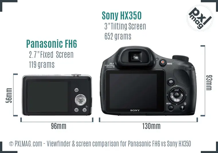 Panasonic FH6 vs Sony HX350 Screen and Viewfinder comparison