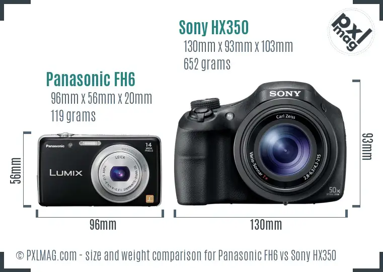 Panasonic FH6 vs Sony HX350 size comparison