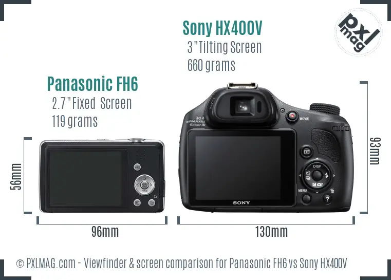 Panasonic FH6 vs Sony HX400V Screen and Viewfinder comparison