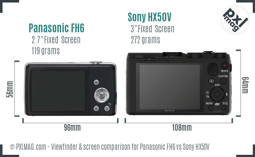 Panasonic FH6 vs Sony HX50V Screen and Viewfinder comparison