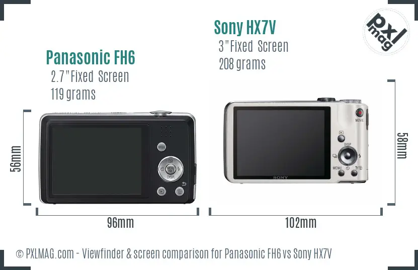 Panasonic FH6 vs Sony HX7V Screen and Viewfinder comparison