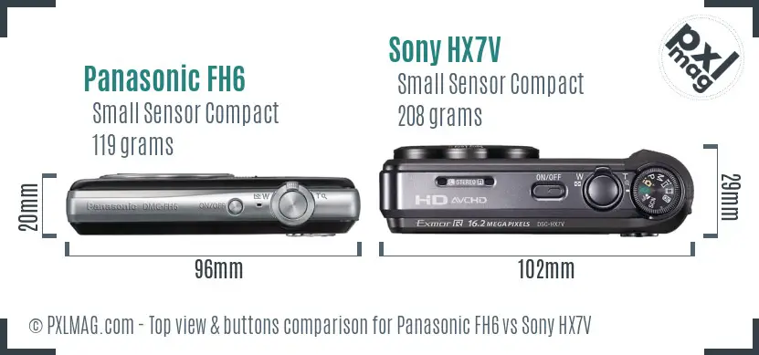 Panasonic FH6 vs Sony HX7V top view buttons comparison