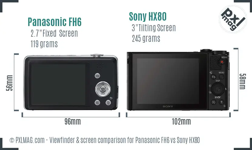 Panasonic FH6 vs Sony HX80 Screen and Viewfinder comparison
