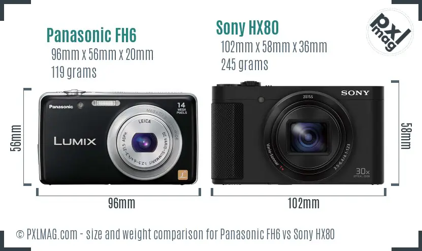 Panasonic FH6 vs Sony HX80 size comparison