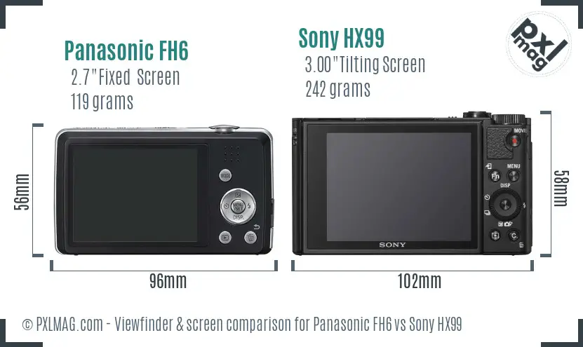 Panasonic FH6 vs Sony HX99 Screen and Viewfinder comparison