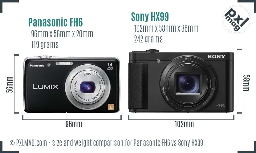 Panasonic FH6 vs Sony HX99 size comparison