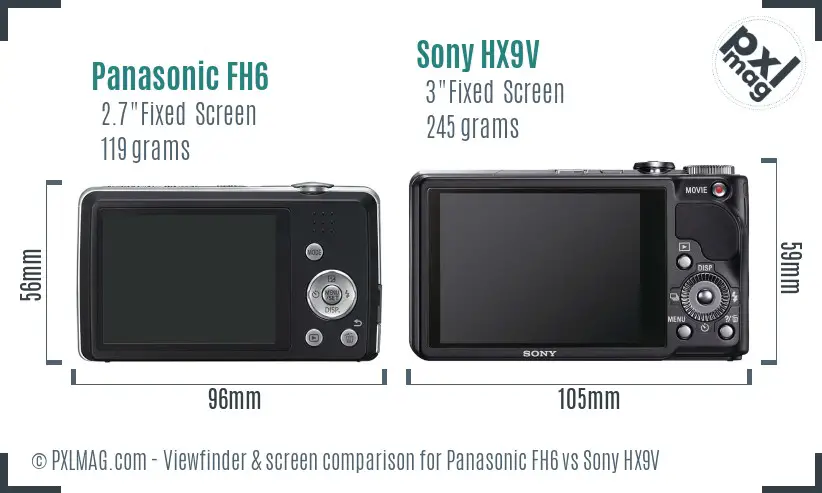 Panasonic FH6 vs Sony HX9V Screen and Viewfinder comparison