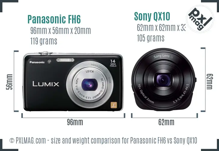 Panasonic FH6 vs Sony QX10 size comparison