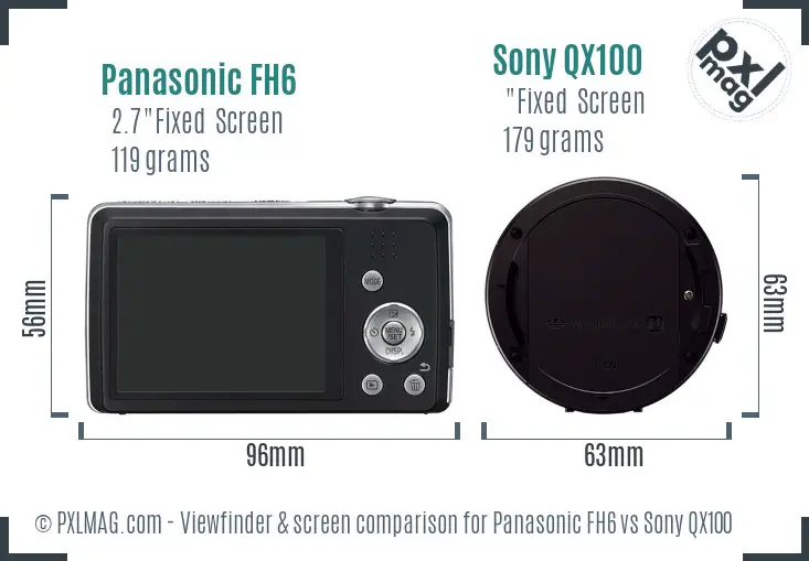 Panasonic FH6 vs Sony QX100 Screen and Viewfinder comparison