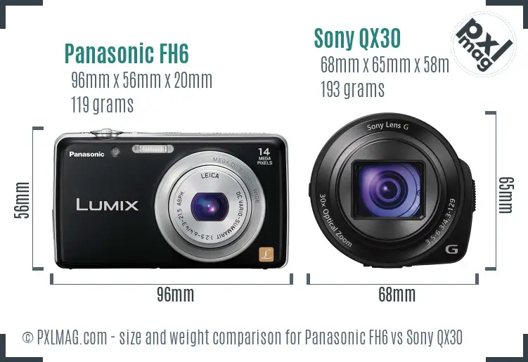 Panasonic FH6 vs Sony QX30 size comparison