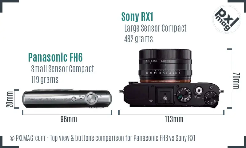 Panasonic FH6 vs Sony RX1 top view buttons comparison
