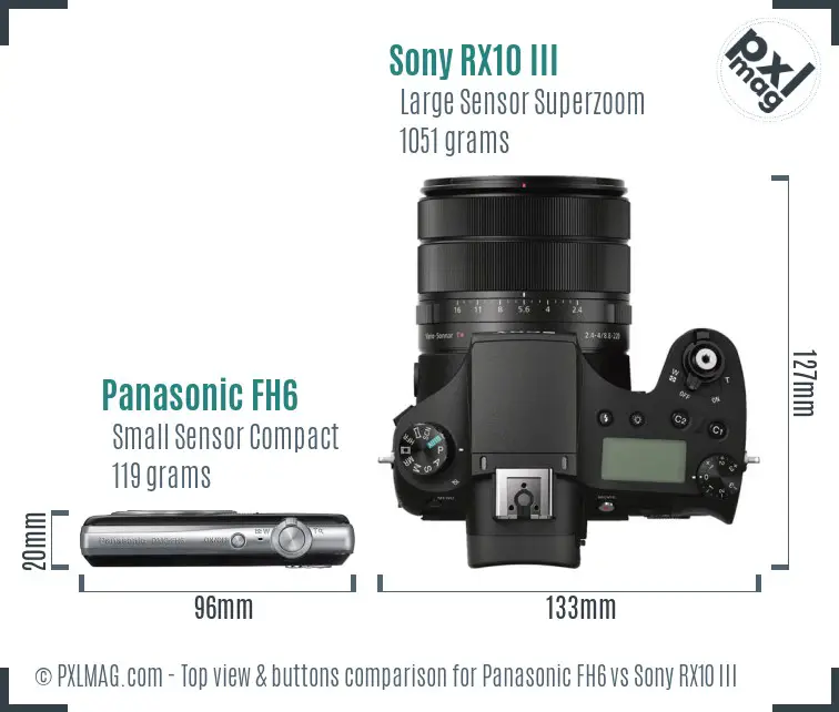 Panasonic FH6 vs Sony RX10 III top view buttons comparison