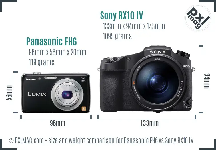 Panasonic FH6 vs Sony RX10 IV size comparison