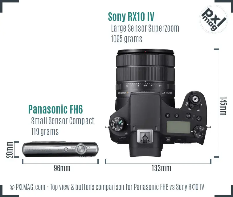 Panasonic FH6 vs Sony RX10 IV top view buttons comparison