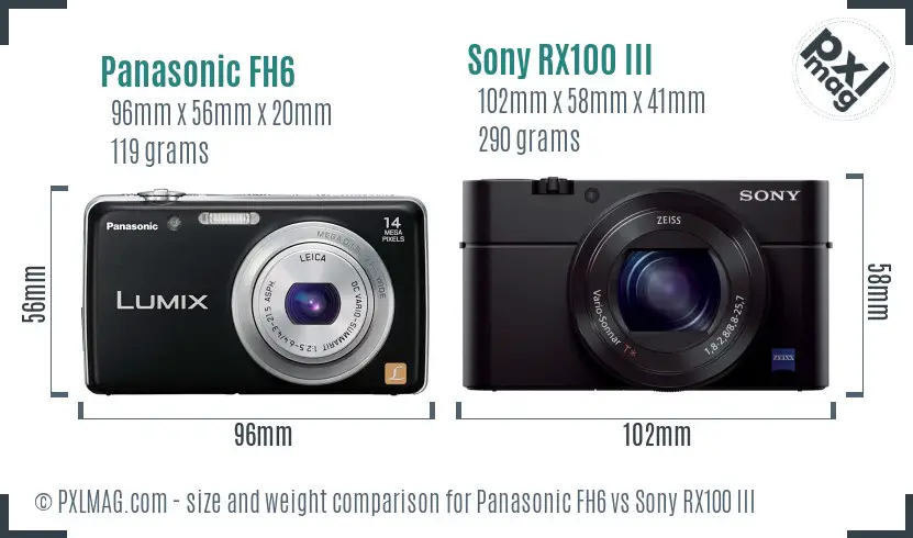 Panasonic FH6 vs Sony RX100 III size comparison