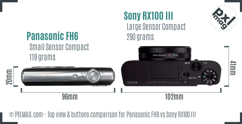 Panasonic FH6 vs Sony RX100 III top view buttons comparison