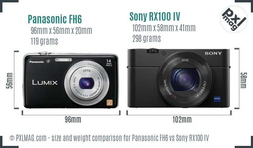 Panasonic FH6 vs Sony RX100 IV size comparison