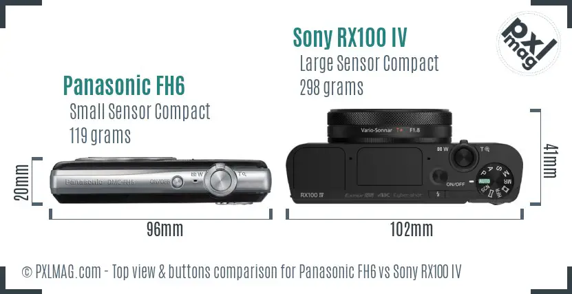 Panasonic FH6 vs Sony RX100 IV top view buttons comparison