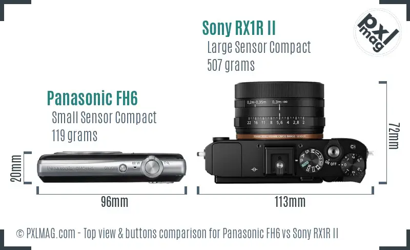 Panasonic FH6 vs Sony RX1R II top view buttons comparison