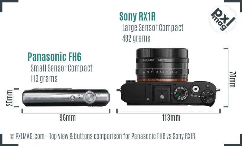 Panasonic FH6 vs Sony RX1R top view buttons comparison