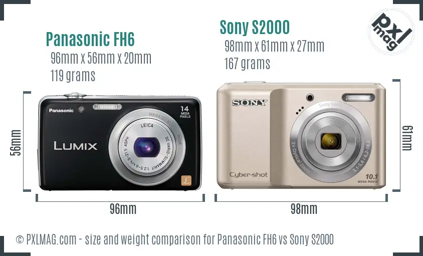 Panasonic FH6 vs Sony S2000 size comparison