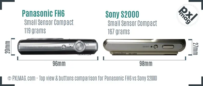 Panasonic FH6 vs Sony S2000 top view buttons comparison