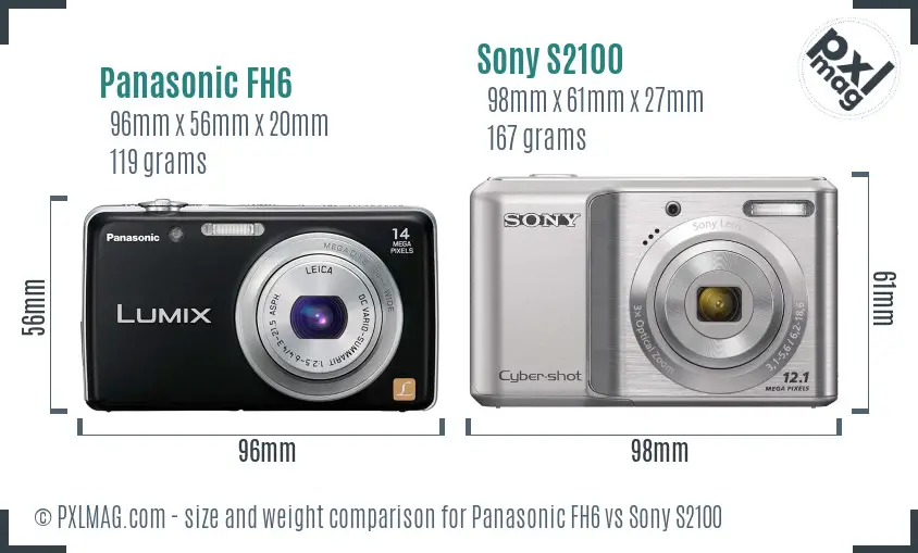 Panasonic FH6 vs Sony S2100 size comparison