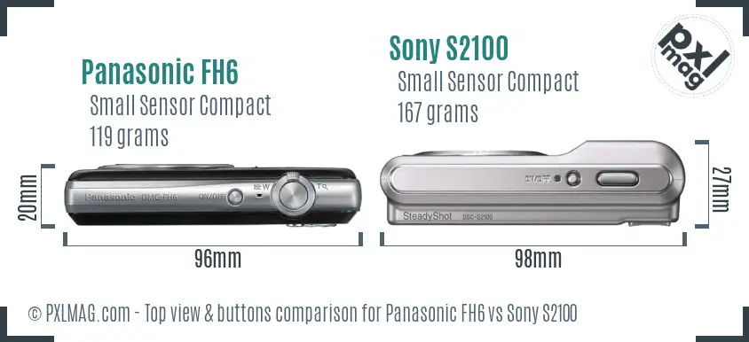 Panasonic FH6 vs Sony S2100 top view buttons comparison