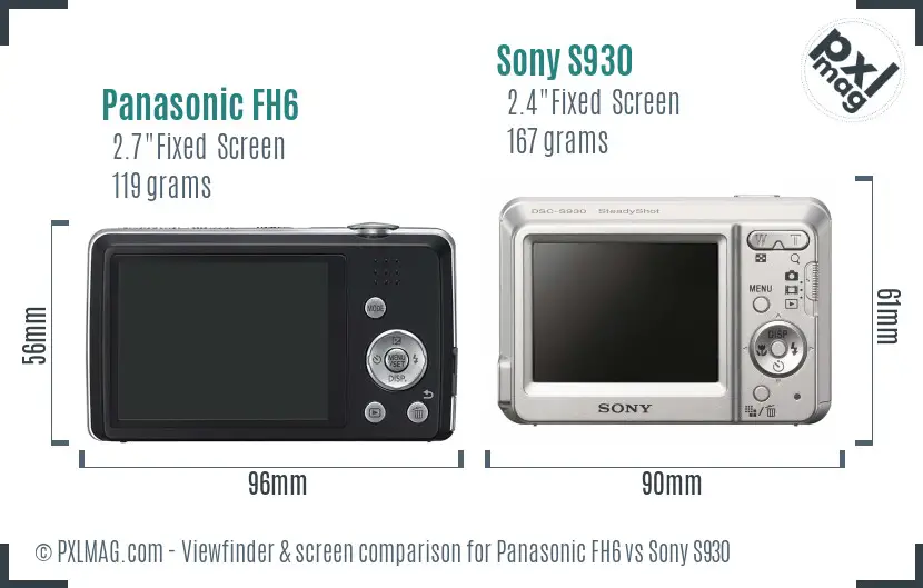 Panasonic FH6 vs Sony S930 Screen and Viewfinder comparison