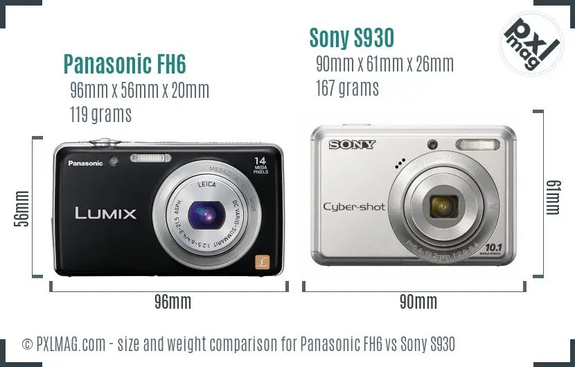 Panasonic FH6 vs Sony S930 size comparison