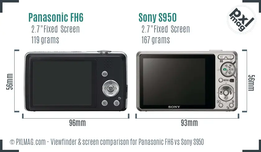 Panasonic FH6 vs Sony S950 Screen and Viewfinder comparison
