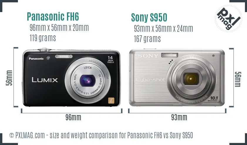 Panasonic FH6 vs Sony S950 size comparison