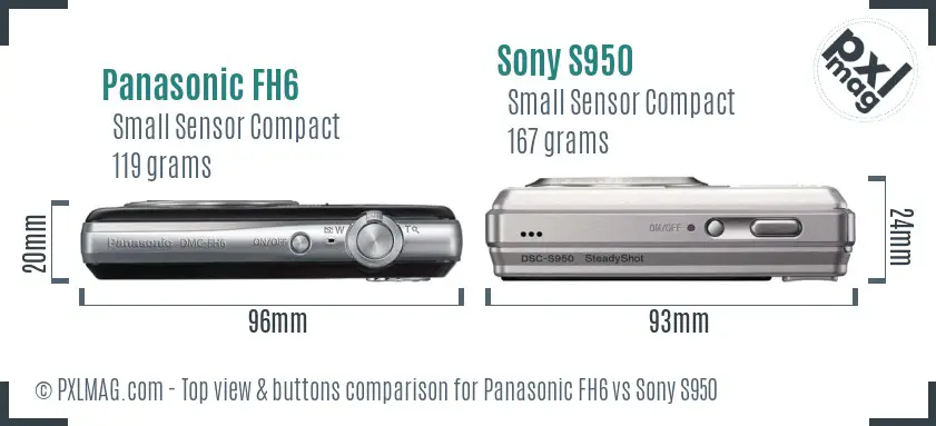 Panasonic FH6 vs Sony S950 top view buttons comparison