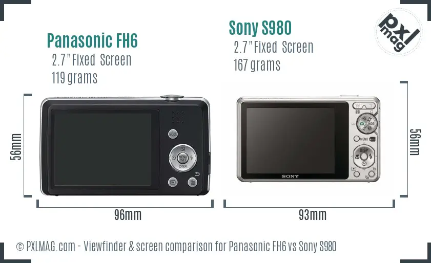 Panasonic FH6 vs Sony S980 Screen and Viewfinder comparison