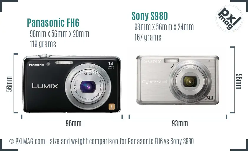 Panasonic FH6 vs Sony S980 size comparison