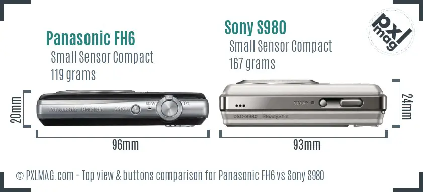 Panasonic FH6 vs Sony S980 top view buttons comparison